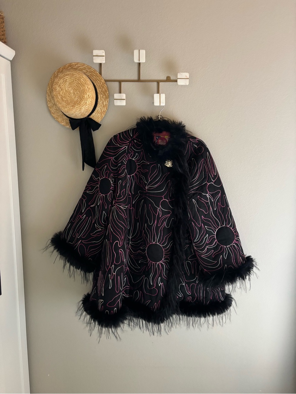 NWT Celia B Zahrada Coat Feather Black Large